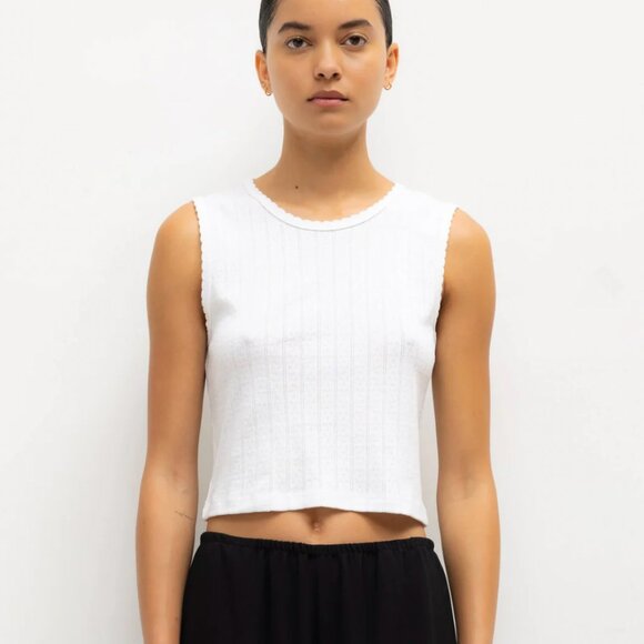 Leset Pointelle Sleeveless Crew S - Picture 1 of 1